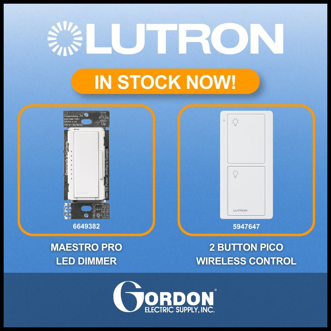 GordonElectric's tweet image. ⚡ In Stock Now ⚡

Lutron Maestro Pro Dimmer + Pico Remote available at Gordon

Reliable. Clean. Built for pros.

📦 Ready to go

See more on our website.⬇️
gordonelectricsupply.com/search?text=Lu…

#Lutron #InStock #Electricians #LightingControl