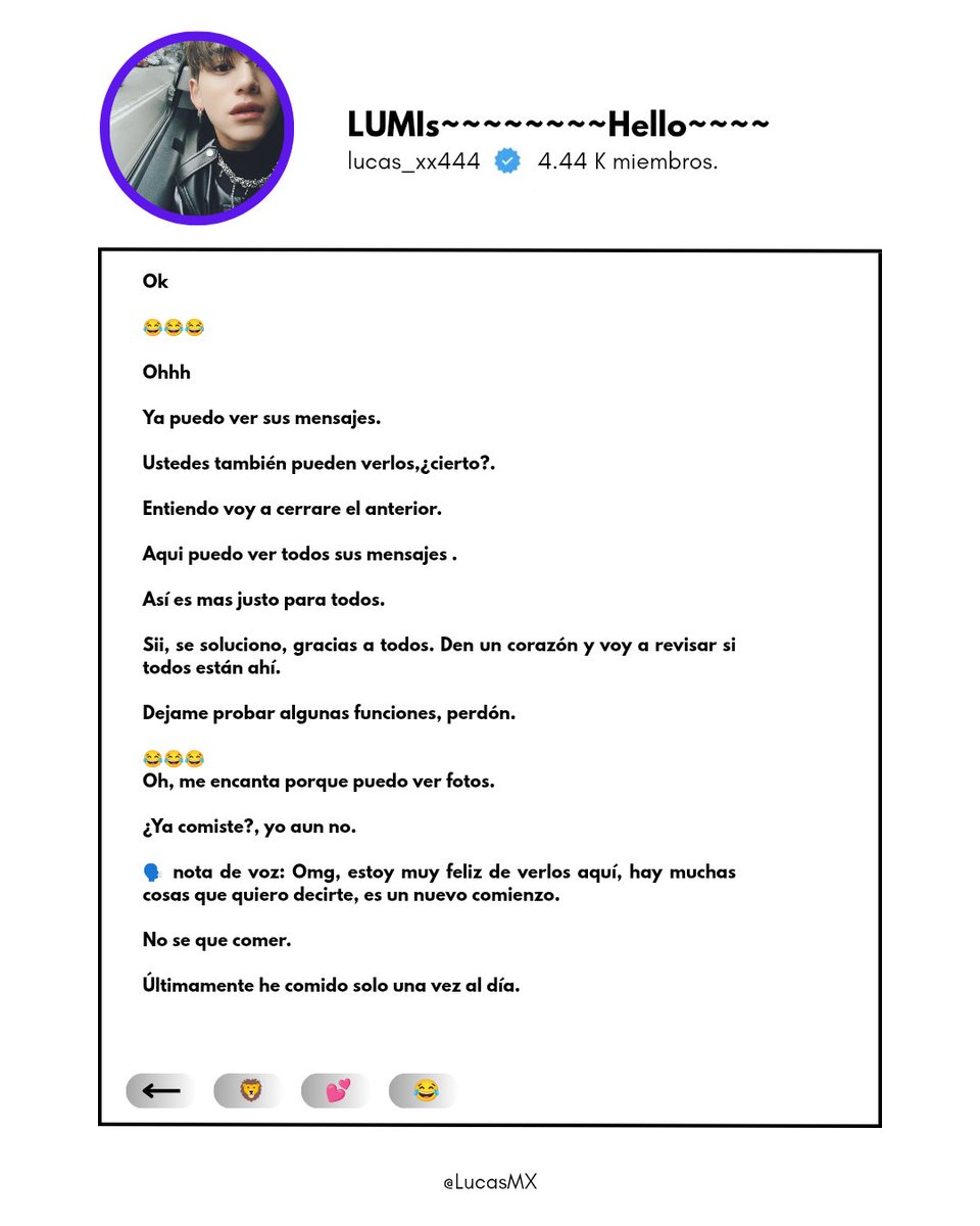 LucasMX444's tweet photo. Lucas en su canal de difusión 💌.

Estamos muy felices de poder recibir mensajitos de él.
#lucas #xuxi #wongyukhei #kpop https://t.co/nyqpW5qjnh