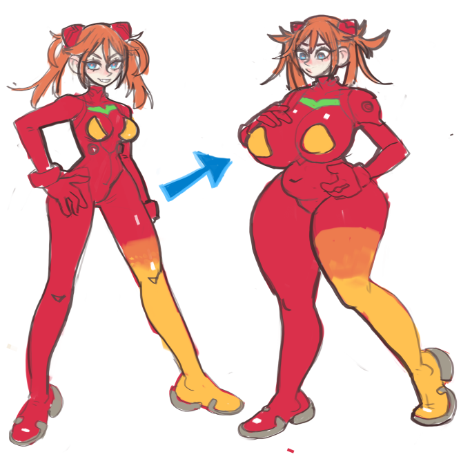 Kurosaki_Artist's tweet photo. Asuka becomes Thicc! (NERV also gave her the experimental rations) https://t.co/jBX1pIkoQ7