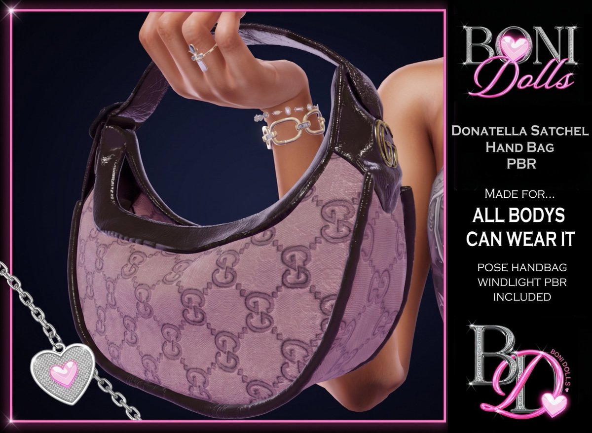 BONIDolls's tweet image. Donatella Satchel Hand Bag. High end 2K PBR leather that reacts to every light in the grid. 💅
Price: 250L 
Try the DEMO at the Marketplace! 🛒 marketplace.secondlife.com/p/BONI-Donatel…

#SecondLife #SL #SLFashion #PBR #SecondLifeFashion #SLNewRelease #SLMarketPlace