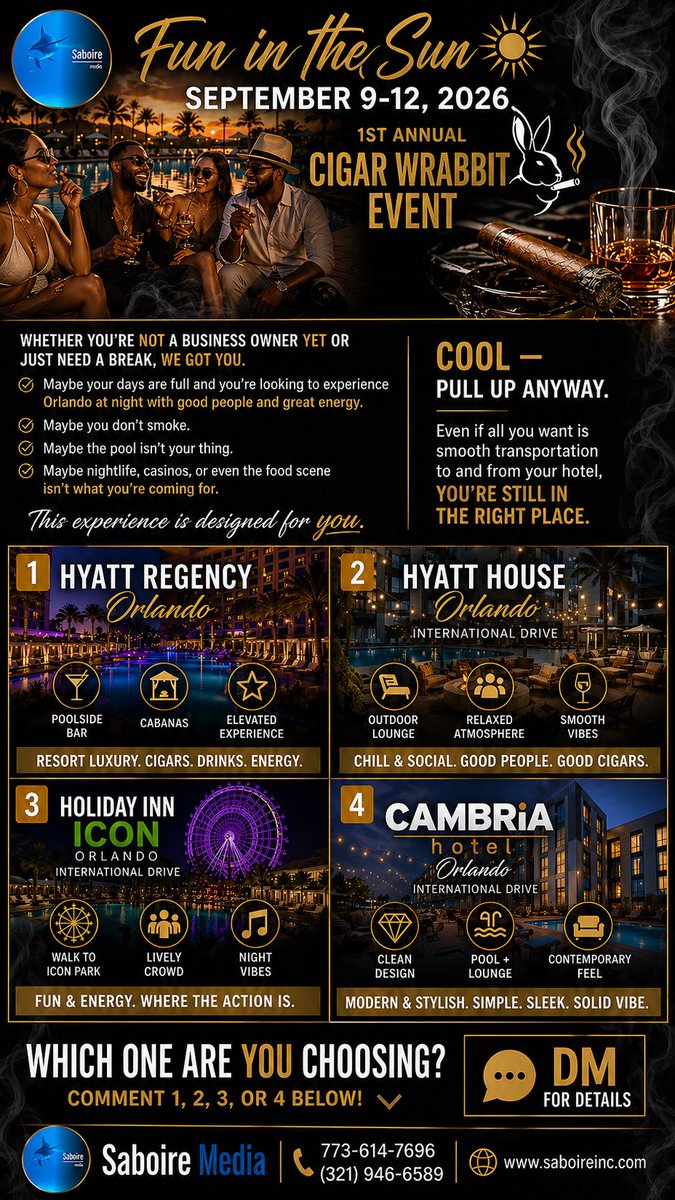 saboire's tweet photo. You’re NOT a business owner… YET—and maybe right now, you just need a break. We got you.

Maybe your days are already booked, and you’re just looking to tap into Orlando’s nightlife with people who bring the right energy.

🚌 Pickups from the Marriott World Center after 6pm https://t.co/U0guKVMU5Z