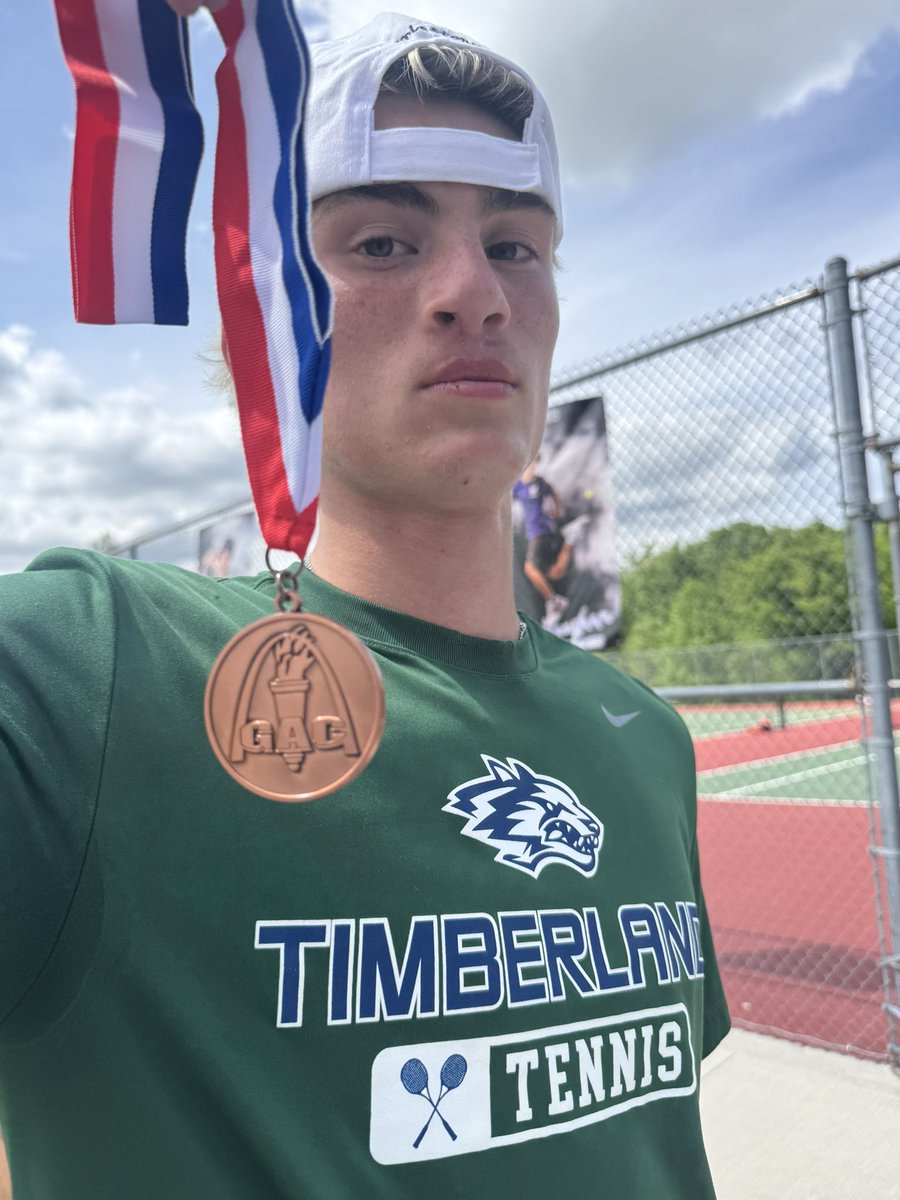 THSWolvesTennis's tweet photo. Jake with the 3rd place GAC at 4 Singles.  Was almost in the finals earlier - came down to a tiebreak. https://t.co/Jvm6MB3NU2