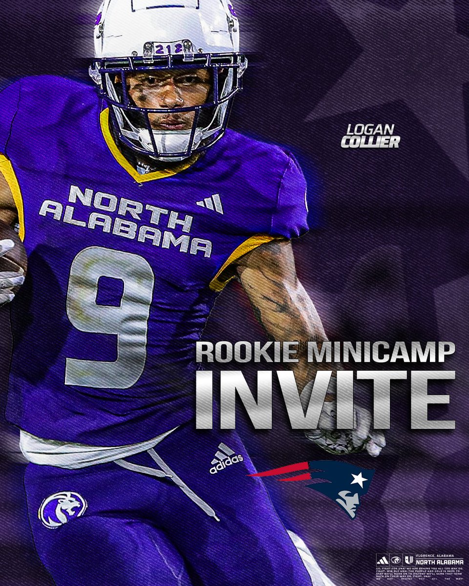 UNAFootball's tweet image. Congrats to former standout Logan Collier on his invite to the @Patriots rookie minicamp!

#NEPats | #RoarLions 🦁