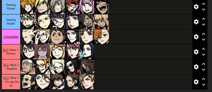 TwewyAwards's tweet photo. objectively correct and unarguable twewy fighting game roster https://t.co/jUO7Z6tvWj