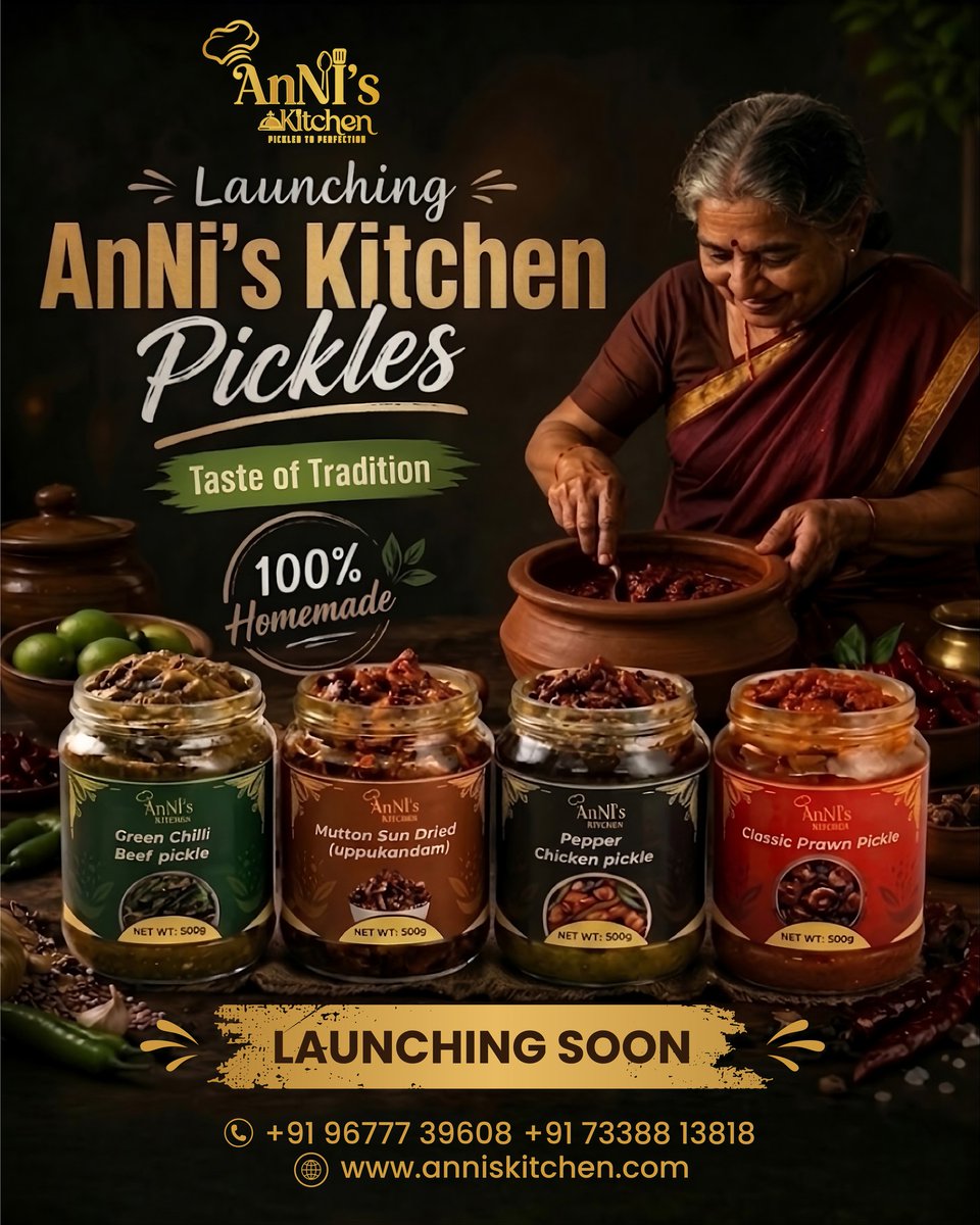 AnithaKumaari's tweet photo. Launching soon! 🔥

Homemade non-veg pickles with rich traditional taste are coming your way. Once you try them, you’ll keep coming back! 🍗🌶️❤️

#AnnisKitchen #NonVegPickles #LaunchingSoon #iplseason #csk #dhoni https://t.co/pFg37Xd64r