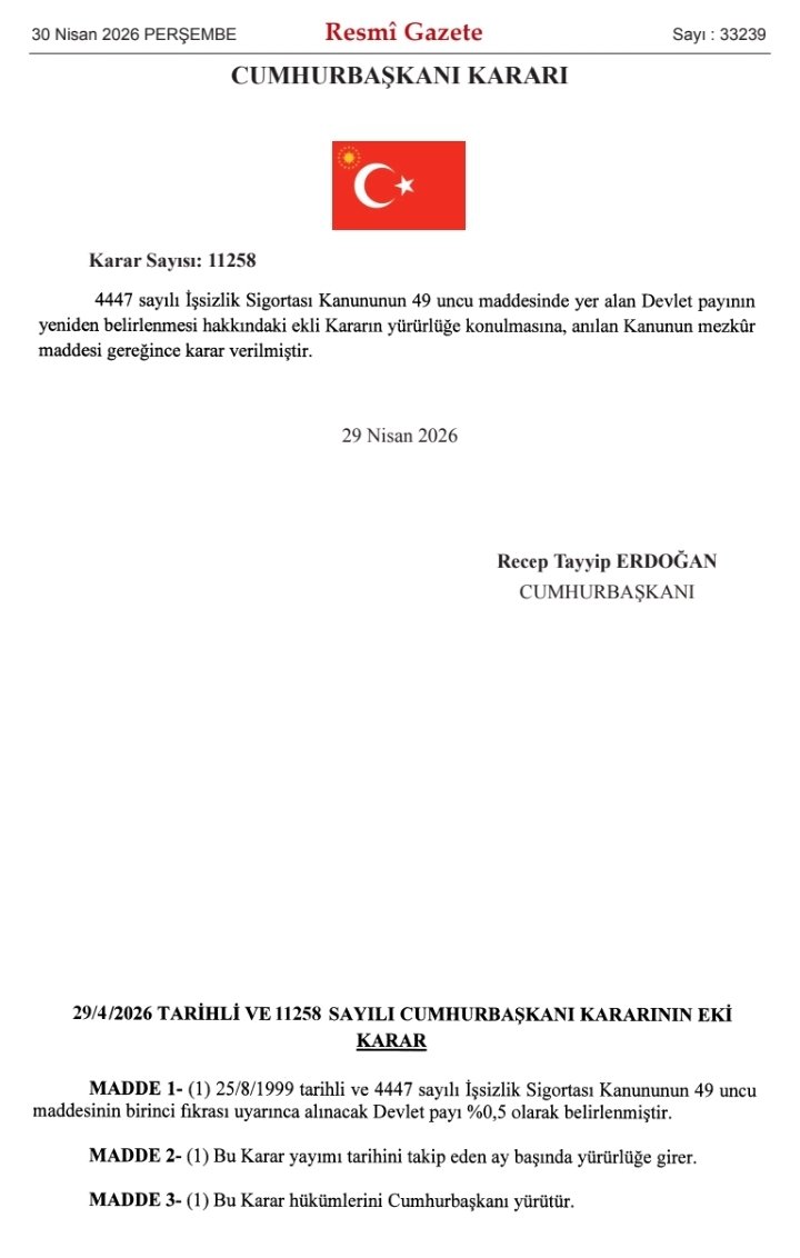 Staffinka's tweet photo. ❗️İşsizlik Sigortası Devlet Payı oranı 30.04.26 tarih, 33239 sayılı RG ile %1 den %0,5 oranına düşürülmüştür.📌

#StaffİK #YetişAkademi #İşsizlik #İşsizlikMaaşı #Bursa https://t.co/MEi7i6DTIb