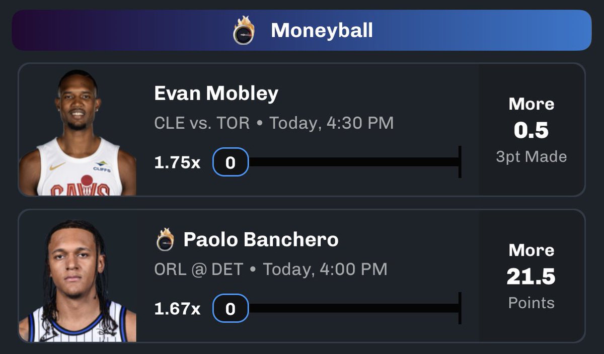 austinsprops's tweet photo. The Daily NBA Chalkboard Lay⏰

Paolo Banchero 21.5 Pts o
Evan Mobley 0.5 3PM o

❤️IF TAILING!?

I’m using the MONEYBALL CARD that CB continues to give out daily where 3s count as 4 points!

Code “AUSTIN” for $100 DEP MATCH &amp; MONEYBALL CARD + FREE SQUARE! https://t.co/P5ojE1eqwe https://t.co/V51pyenqCX