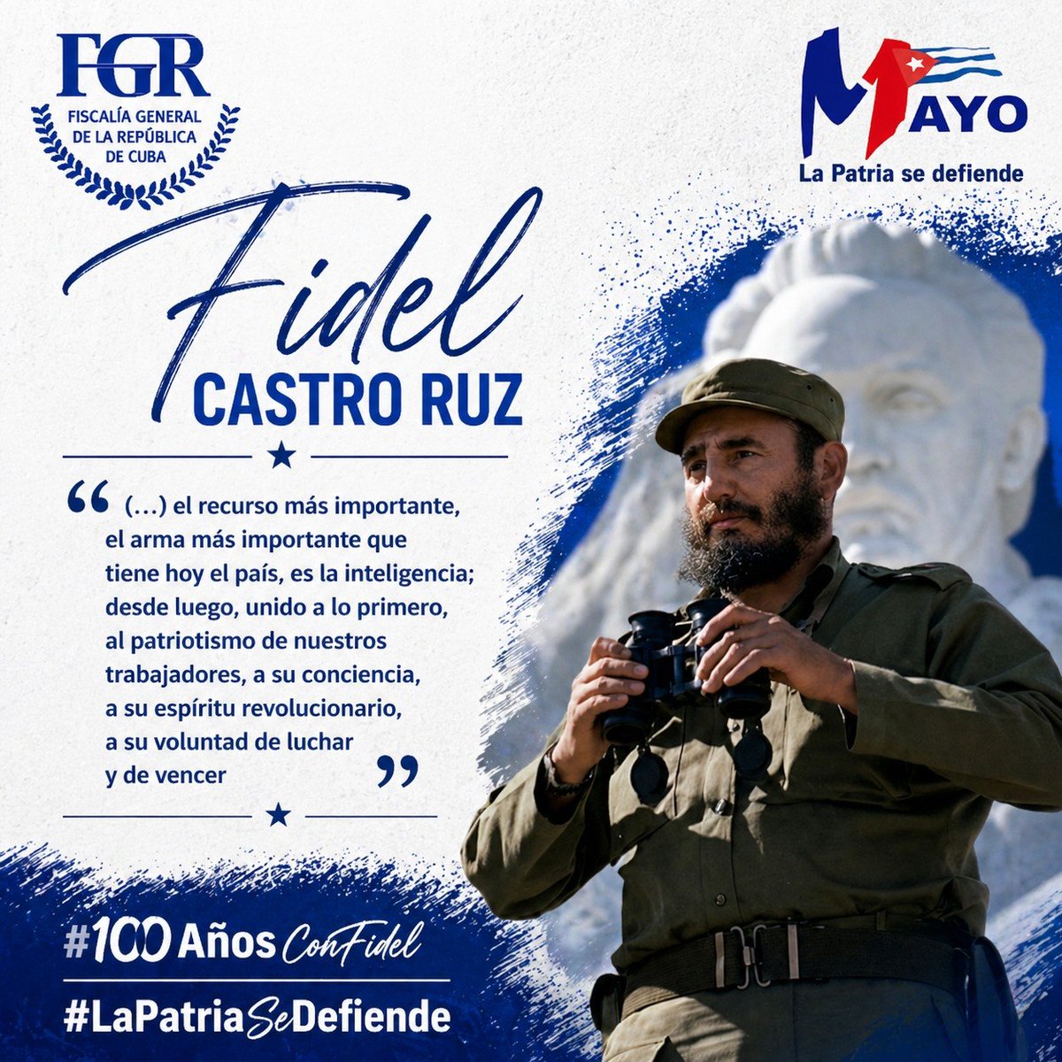 «(…) el recurso más importante, el arma más importante que tiene hoy el país, es la inteligencia; desde luego, unido a lo primero, al patriotismo de nuestros trabajadores, a su conciencia, a su espíritu revolucionario, a su voluntad de luchar y de vencer»
#LaPatriaSeDefiende
