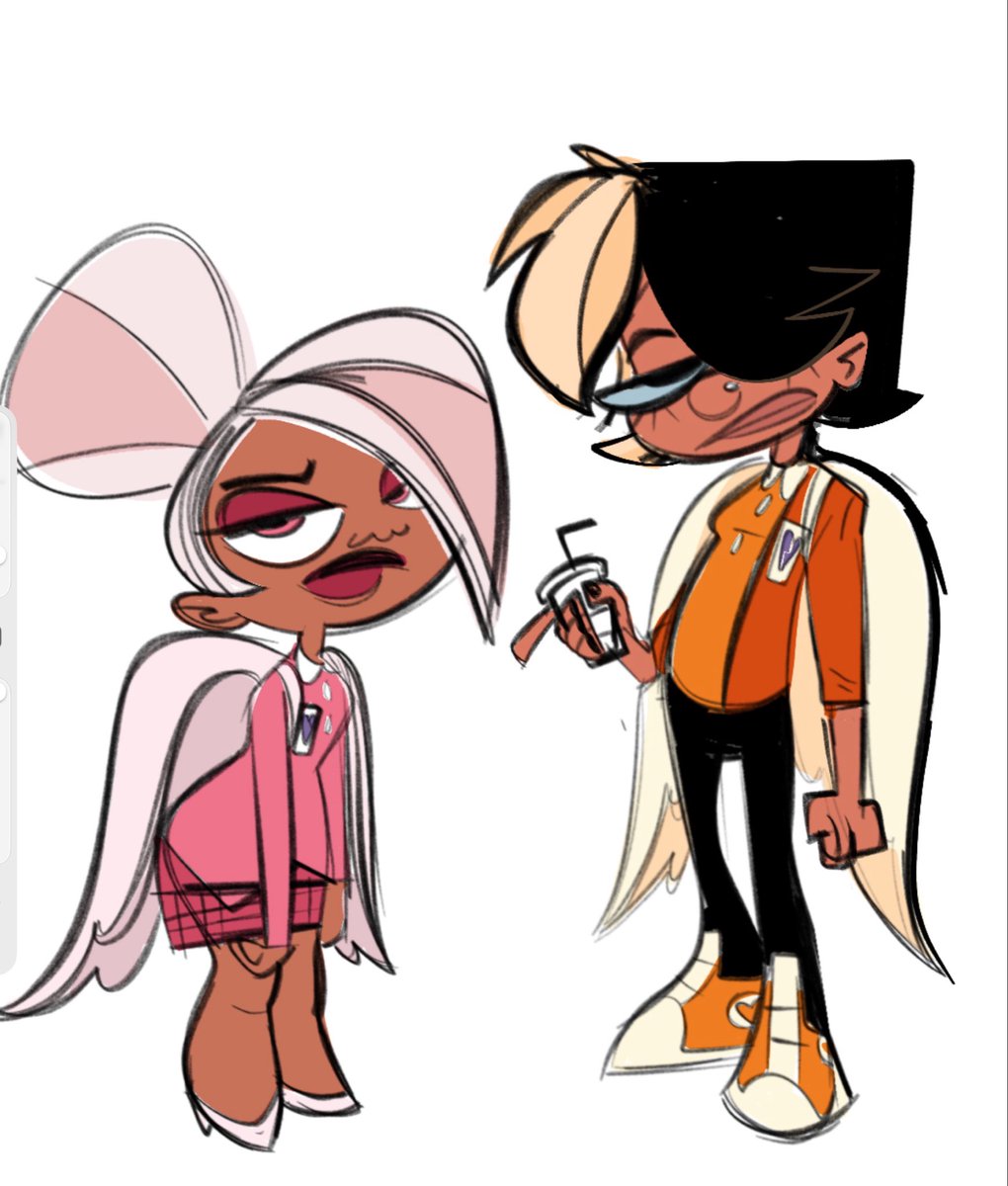 IssaRobbortR's tweet image. updated my girls’s designs🩷🧡super exciting stuff is happening for stupid Cupid &amp;lt;3 

#Stupidcupidyourearealmeangal #scyarmg #indieanimation #wlw #lesbian #yuri