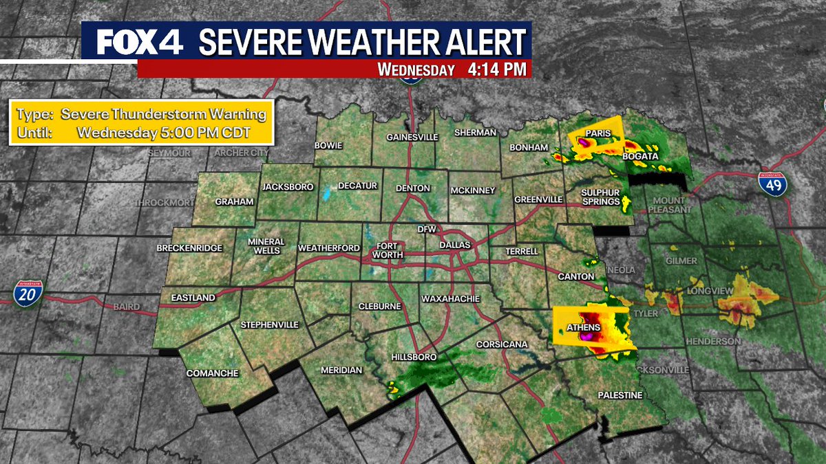A Severe Thunderstorm Warning has been issued for parts of the Fox 4 ...