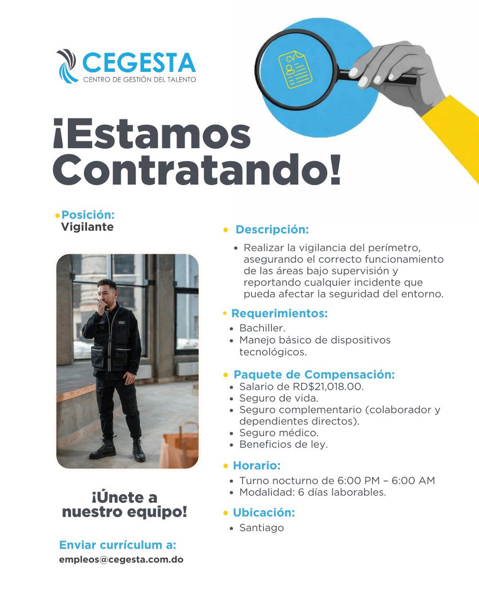CEGESTA3's tweet image. [2/5]

✨¡Únete a nuestro equipo y transforma tu carrera!

#CegestaRD #EmpleoRD #Reclutamiento