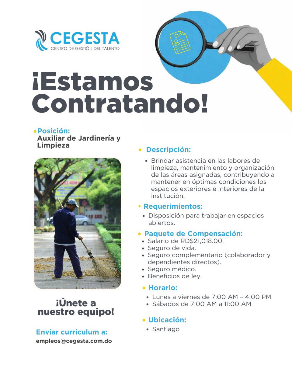 CEGESTA3's tweet image. [2/5]

✨¡Únete a nuestro equipo y transforma tu carrera!

#CegestaRD #EmpleoRD #Reclutamiento