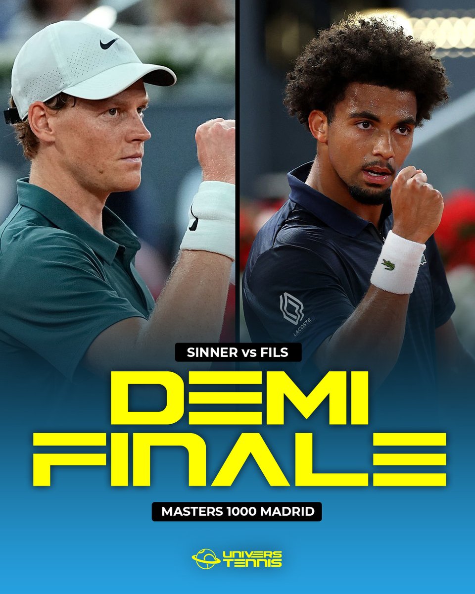 UniversTennis's tweet image. LA CRÈME DE LA CRÈME POUR UNE PLACE EN FINALE 🍦🤩

🇮🇹 SINNER ⚡️ FILS 🇫🇷

21 victoires consécutives pour le n°1 mondial.
9 victoires consécutives pour le Français.

Qui va s’imposer ? 🍿👀