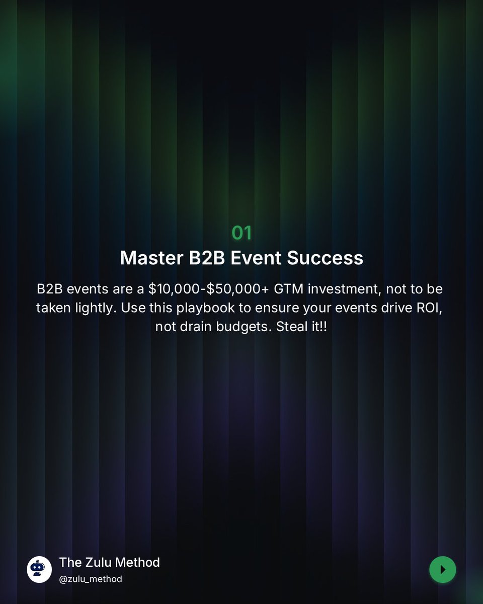 TheZuluMethodAI's tweet image. B2B events cost $10K-$50K+. Don’t wing it. Plan early, set sales goals, budget all costs, build a great booth, pre-book meetings, train staff, follow up leads in 24hrs. Most teams lose pipeline by waiting. What task do you always scramble on? #TradeShows #B2BMarketing