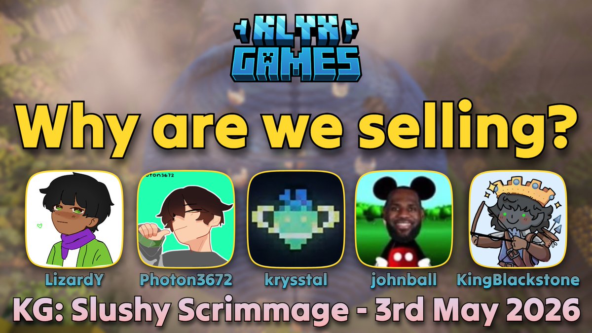 TheSlushyDealer's tweet photo. Introducing your second team for Klyx Games: Slushy Scrimmage!

LizardY
@photon3672 
Krysstal
@FatSillyman 
@KingBlackstone 

This team may or may not get last... https://t.co/WwOiuOuXqS