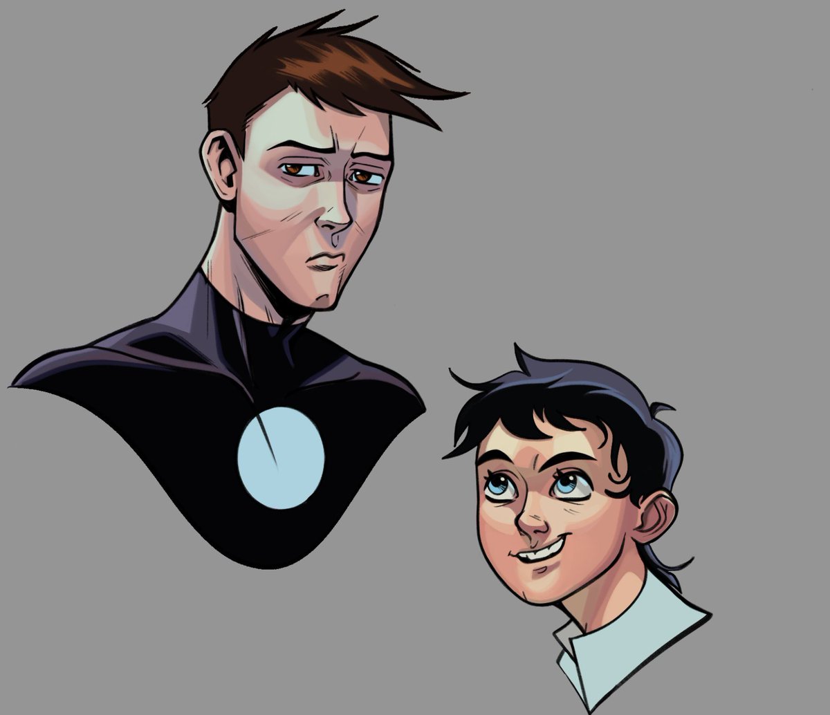MugzimuzSupreme's tweet image. Forgot to post this lil AU where Maker (depicted as Ult Reed here cause I’m lazy) searched for 6160’s version of 616 Max but found the younger gender swapped version and become a Girl Dad by accident #Marvel #Maker #reedrichards #ultimateuniverse Lil inhuman prodigy