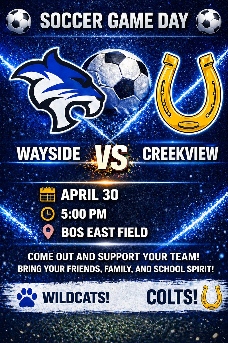 wmsboys's tweet image. Come support the Wildcats as they face off against their rivals, Creekview! 
Show up loud, show up proud, and let’s bring the energy!
#Rivalry #Wildcats #GameDay 
@emsisdathletics