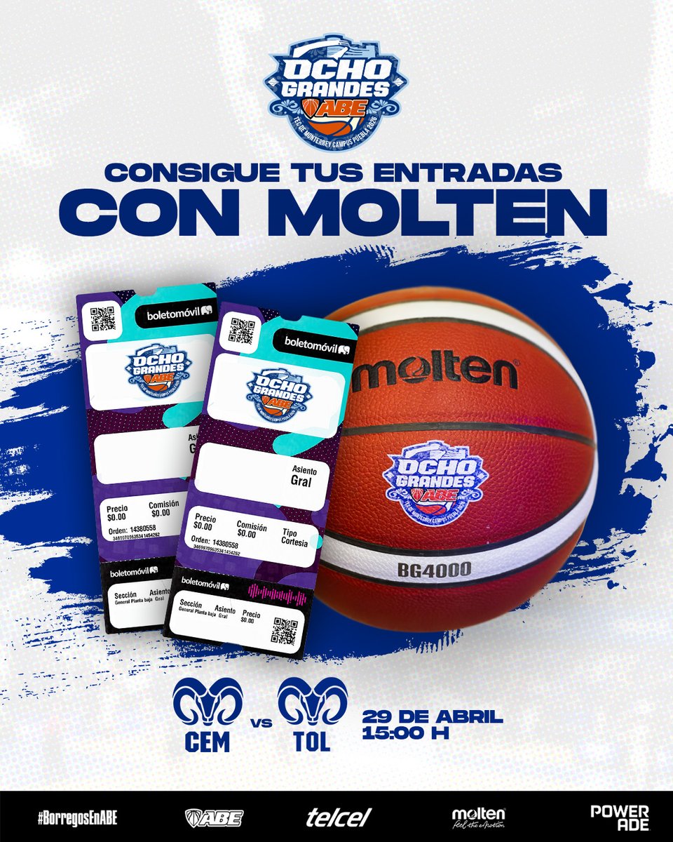 AsocBasquetEst's tweet photo. 🎟️ Molten te regala un pase doble para el duelo entre Tec CEM y Tec Toluca.

📩 Solo tienes que enviarnos un mensaje directo. ¡Premiaremos a los más rápidos! 

#OchoGrandes x #MoltenMéxico https://t.co/XkPt6UABuY