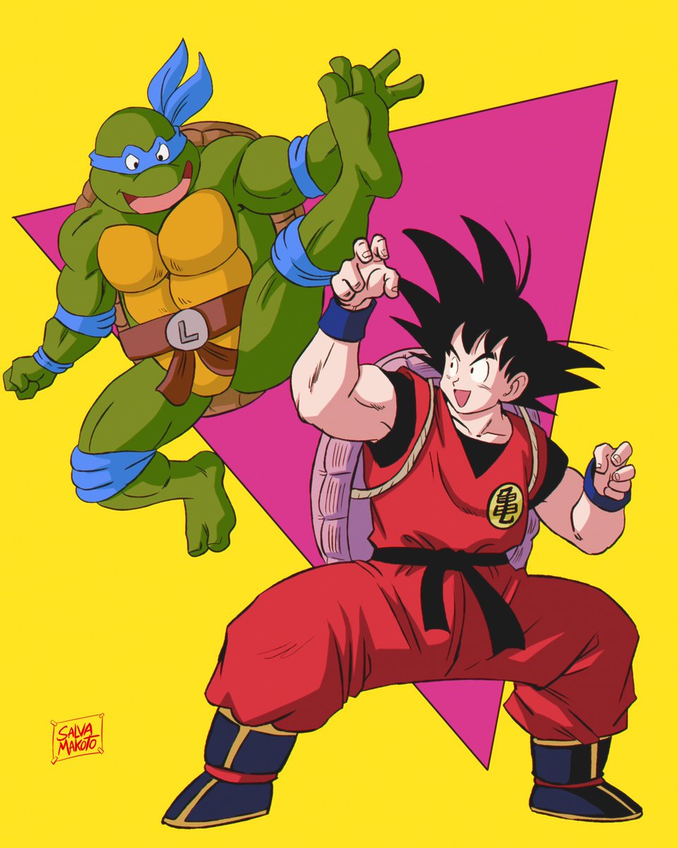 Salva_makoto's tweet image. dibujo sencillo pero nostálgico, muy fines de los años 80s  #dragonball  #dragonballz #tmnt #80s #fanart