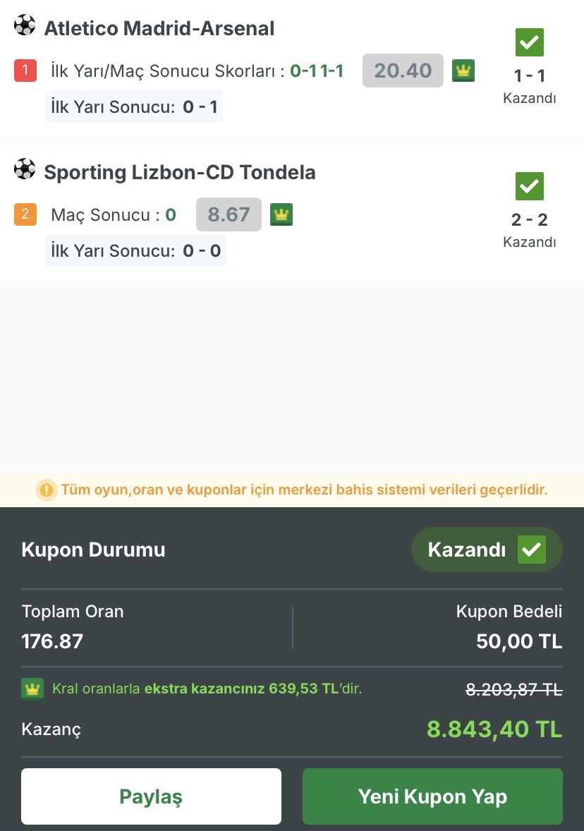 kabasakalsahada's tweet photo. 2026 Nisan ayının en rahat kazanan 176 oranlı banko kuponu✅

dostumuza afiyet olsun🔥 https://t.co/iib2CdyC8j