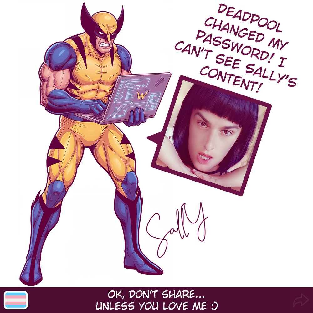 TRANNYonPATREON's tweet image. 😘 Deadpool changed my password! I can't see Sally's content! 🐵🦆
.
#WOLVERINE #DEADPOOL