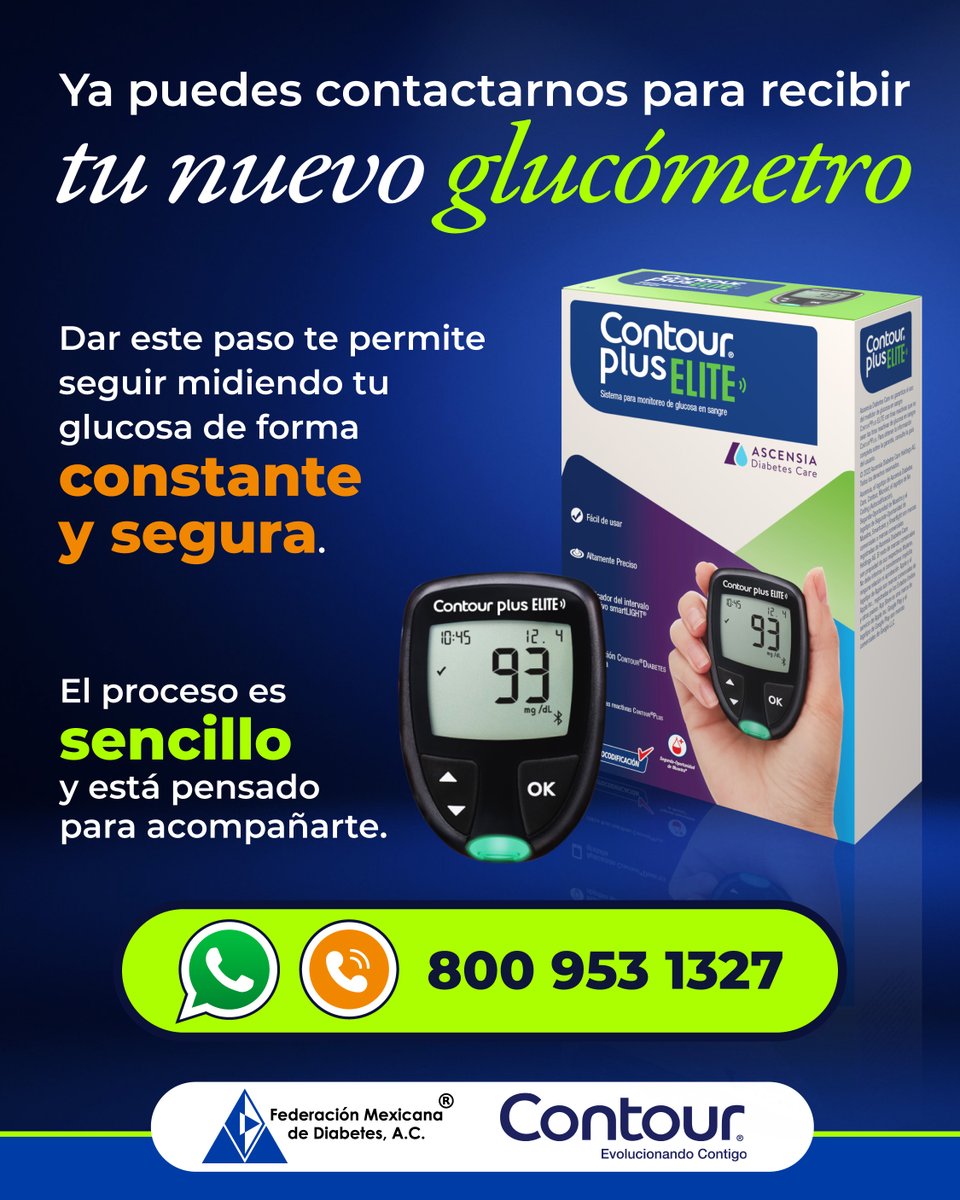 fmdiabetes's tweet image. Si usas CONTOUR® TS, ya puedes contactarnos para conocer cómo recibir tu nuevo glucómetro y continuar con tu monitoreo de glucosa en sangre.

Escríbenos por WhatsApp wa.me/525580295380  o llama al 800 953 1327.

#ContigoPasoAPaso #CONTOURTS #CONTOUR