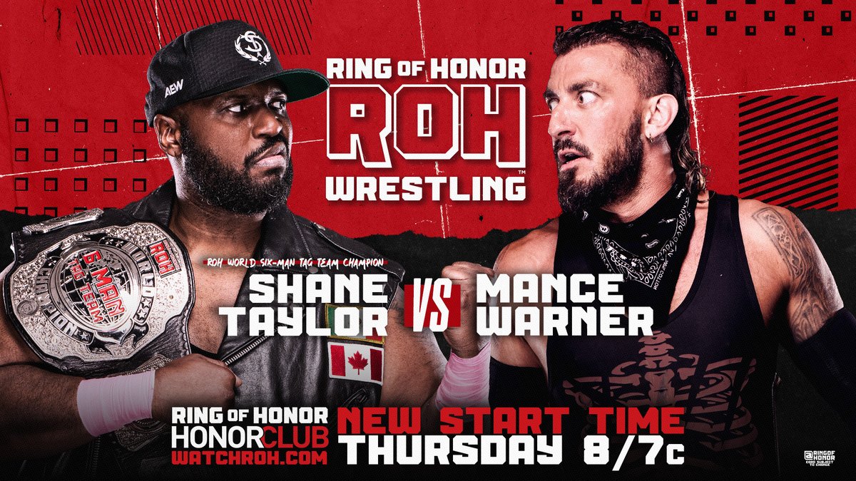 ringofhonor's tweet image. A huge showdown is set for tomorrow as @ManceWarner makes his ROH debut against the dangerous striker @shane216taylor on ROH TV!

📺 Watch #ROH TV on #HonorClub at WatchROH.com 8/7c