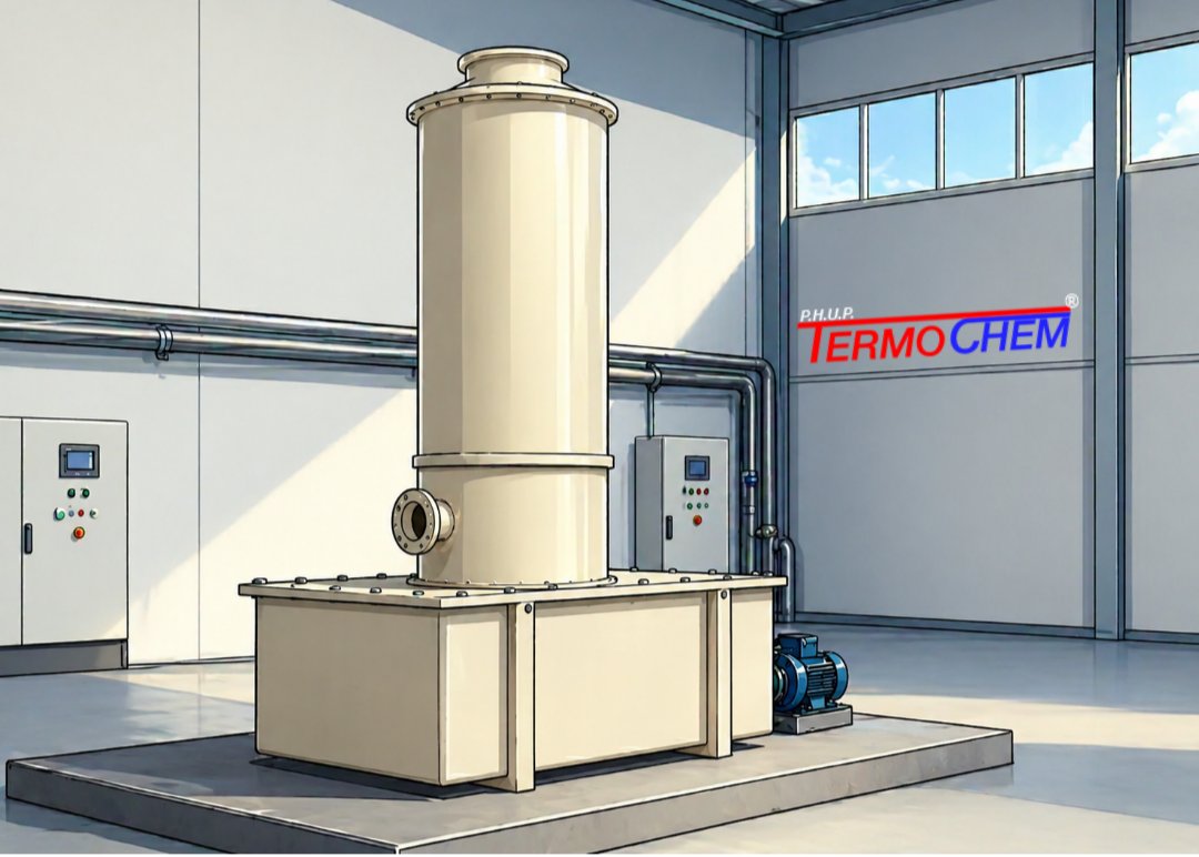 Termochem's tweet photo. Jak skutecznie neutralizować opary kwasu w instalacji przemysłowej? Kluczem jest zastosowanie wydajnego systemu płuczek oparów. W PHUP Termochem projektujemy urządzenia, które łączą w sobie wysoką skuteczność neutralizacji z optymalizacją kosztów operacyjnych. 
Zaufaj #termochem https://t.co/smQe2u6kra