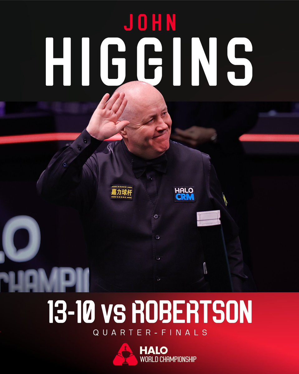 IT'S OVER!

John Higgins defeats Neil Robertson in a war of snooker giants 👊

The Wizard of Wishaw - set to make a 12th appearance in the Crucible semi-finals - will face Shaun Murphy for a place in the sport's pinnacle match

#WorldChampionship