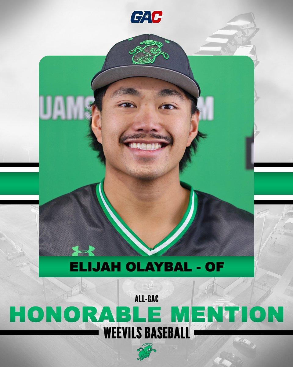 weevilsbaseball's tweet photo. 𝗚𝗔𝗖 𝗛𝗢𝗡𝗢𝗥𝗔𝗕𝗟𝗘 𝗠𝗘𝗡𝗧𝗜𝗢𝗡! ✅

Congratulations to junior outfielder Elijah Olaybal on his GAC Honorable mention recognition.

#WeevilNation | #WeEvil https://t.co/QugzmZcZ19
