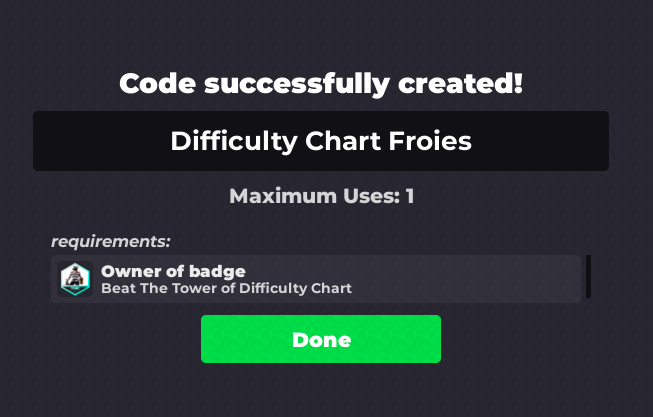 1 use code for those who completed todc, uhh yea reply if you get it