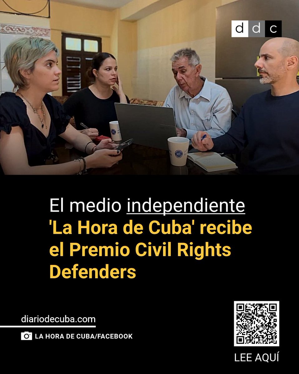 diariodecuba's tweet image. El medio independiente La Hora de #Cuba recibe el Premio Civil Rights Defenders por "su defensa de la libertad de prensa y la #democracia". Su director no podrá asistir a la ceremonia por restricciones del régimen.

📣: @LaHoradeCuba20 

LEE MÁS en #DiarioDeCuba