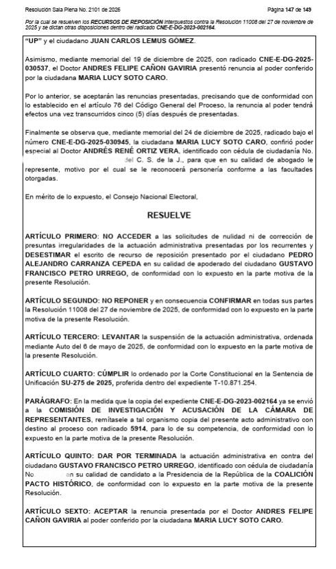 NoticiasRCN's tweet image. #Noticia | Esta es la resolución mediante la cual el CNE confirmó la sanción a la campaña Petro Presidente por violación de topes electorales y financiación irregular.