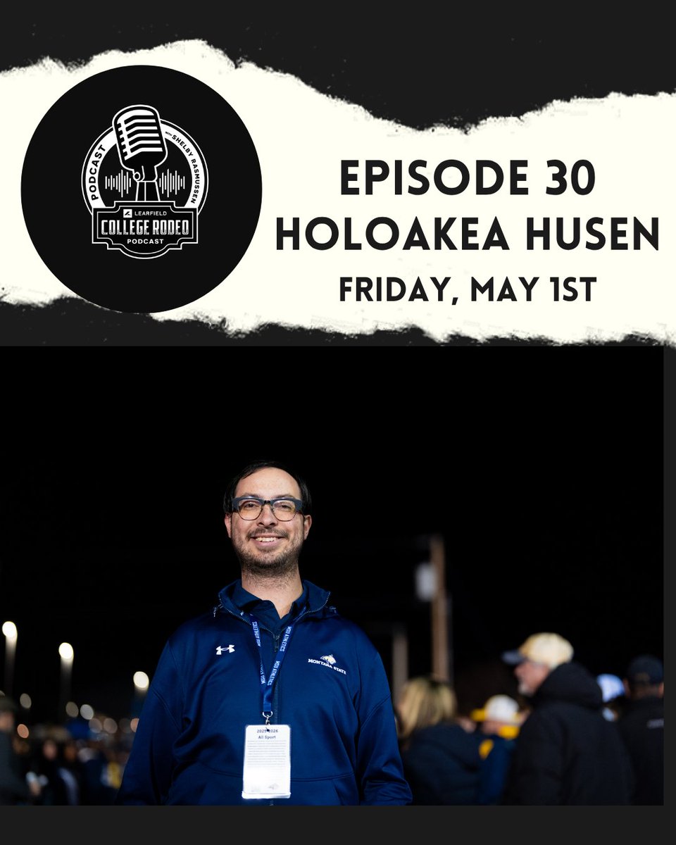 LearfieldRodeo's tweet photo. Holoakea Husen, Director of Marketing &amp; Game Operations for @MSUBobcats, joins Shelby for the 30th episode of the Learfield College Rodeo Podcast.  

@holo120 discusses his role with the Bobcats, the championship football season &amp; the MSU Spring Rodeo.

Tune in tomorrow! https://t.co/nEZpXnLj6C
