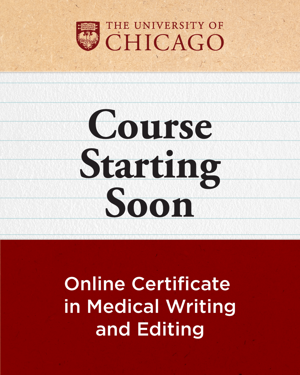 UChicagoProf's tweet photo. The Medical Copyediting course from UChicago begins June 1, and is designed to help editors and writers transition into one of the most in demand and specialized areas of the industry.
 
Learn more &amp; register:

https://t.co/r38teFVLxG

#MedComms #MedicalWriting #MedicalEditing https://t.co/v3zIE3Sngb
