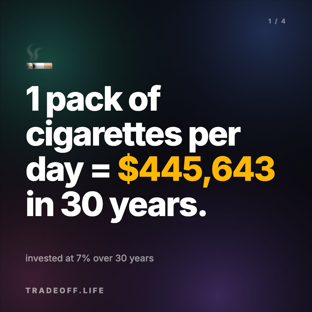 tradeofflife's tweet image. tradeoff.life/cigarettes
#cigarette #tradeoff #investments #quitsmoking #sanoicom #indiedev