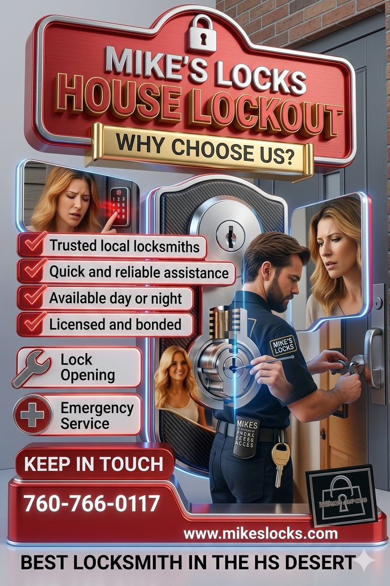 LocksMikes's tweet image. 🚪 Locked out in Victorville? We unlock homes fast &amp;amp; damage-free. 24/7 service in the High Desert.📷 Call/Text Mike’s Locks 760-766-0117 #Victorville #Locksmith #HouseLockout