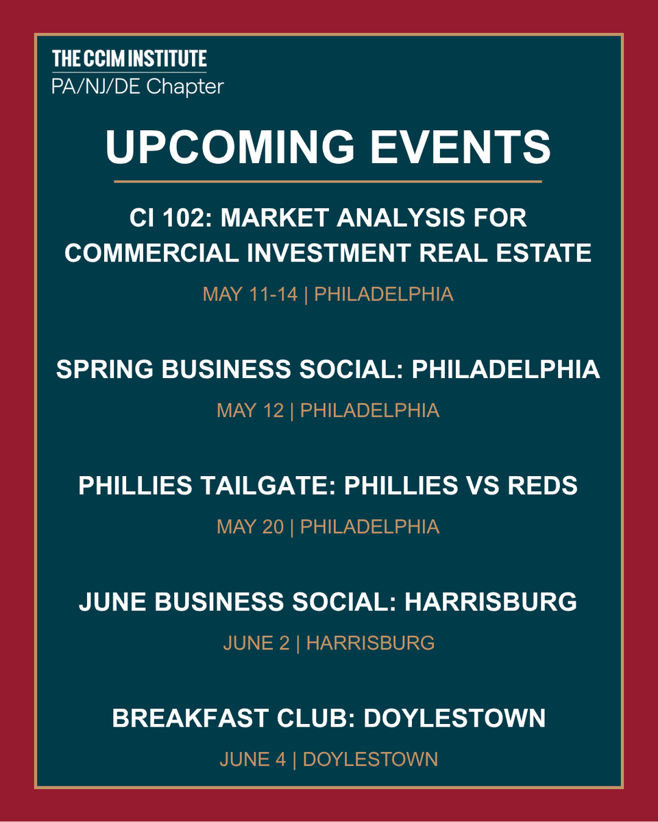 panjdeccim's tweet image. We have plenty of opportunities for you to network, learn, and grow this spring! There's never been a better time to get involved with our chapter. 

Learn more and register now at bit.ly/4w1IWwN

#CCIM #CRE #Networking #CREEducation