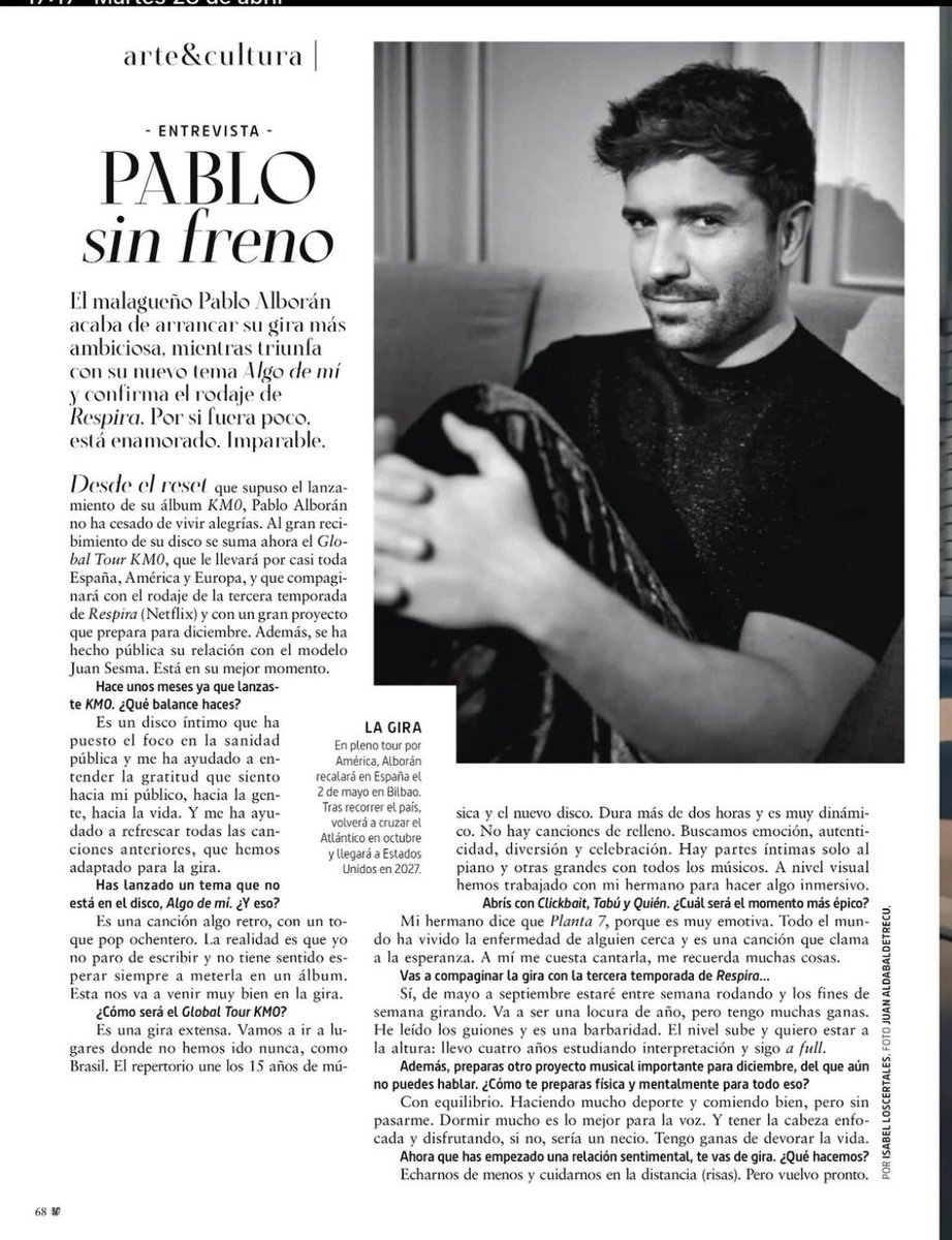 alboran_uruguay's tweet image. #Repost @Prensa_Alboran 
——
prensaalboran Entrevista mes edición mes de ABRIL 2026: en revista Woman a @pabloalboran el malagueño acaba de arrancar su gira mas ambiciosa . Mientras triunfa con su nuevo tema Algo de mi y confirma el rodaje de Respira