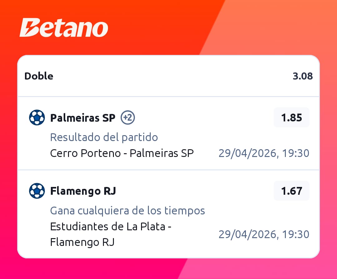 mrligapro's tweet image. 🎁 STAKE 1% GRATIS 🛩️💎

☝🏻 Únete a mi Canal de Telegram ➡️ t.me/ligapropronost…

👀 SÍGUEME PARA MÁS!!! ✅

#pick #parley #apuestasdeportivas #ecuabet #betano #libertadores #flamengo #palmeiras