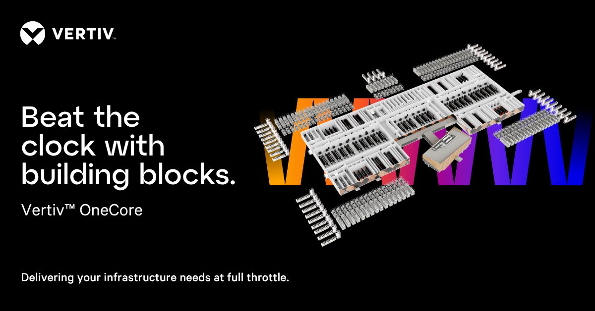 Vertiv's tweet photo. Vertiv™ OneCore streamlines delivery by integrating power, cooling, and IT space into prefabricated building blocks. Request a consultation to explore how quickly your next deployment could go live: https://t.co/waziuY1Gn6

#DataCenter #PhysicalInfrastructure https://t.co/QV2vghwCXJ