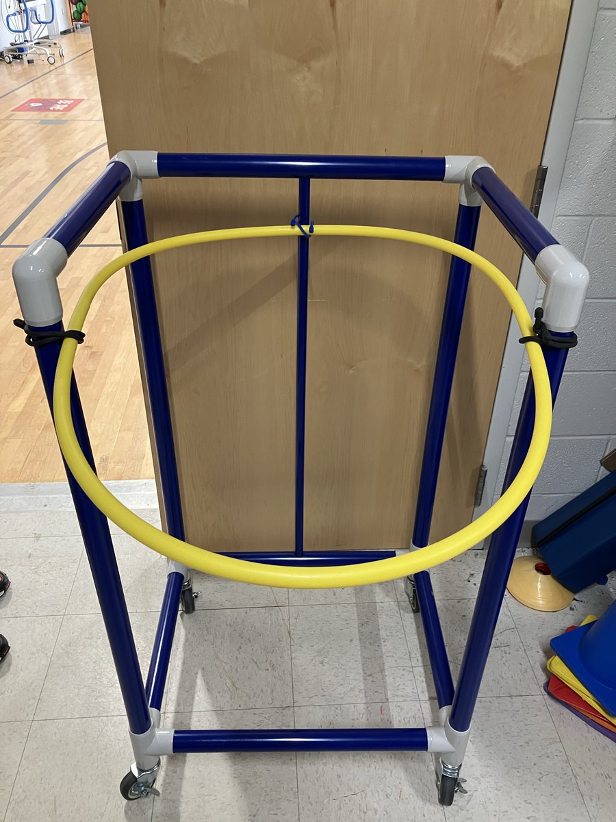 BHunterinBmore's tweet image. An #AdaptedPE student needed an accommodation for basketball shooting. Fortunately in my APE bucket I had gear ties, thank you @MrJustinLund, found an unused rack for gear, added a hula hoop and in minutes we were up and running.

The student made 3 baskets in a row at one point!