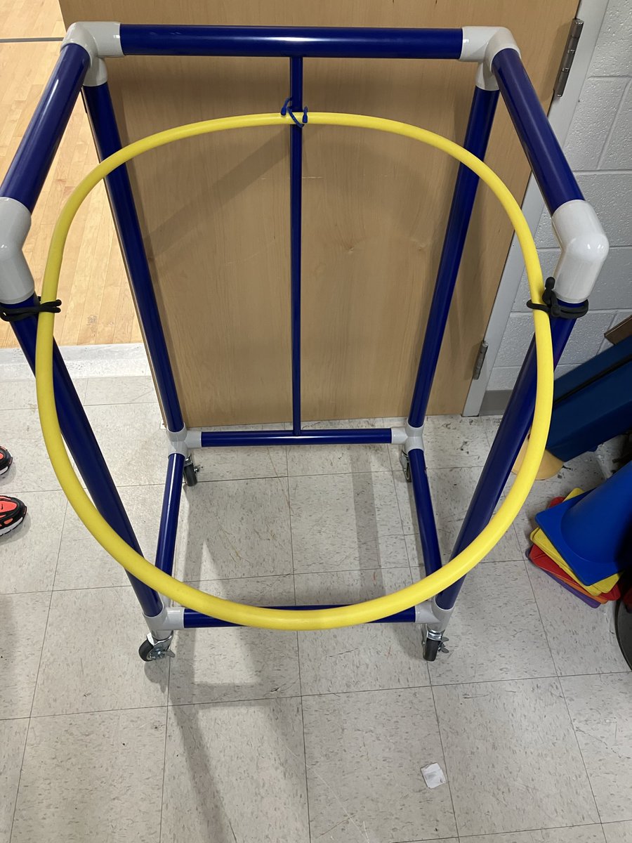 BHunterinBmore's tweet image. An #AdaptedPE student needed an accommodation for basketball shooting. Fortunately in my APE bucket I had gear ties, thank you @MrJustinLund, found an unused rack for gear, added a hula hoop and in minutes we were up and running.

The student made 3 baskets in a row at one point!