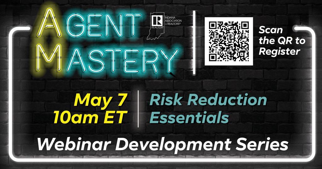 IndianaREALTORS's tweet photo. IAR Legal Counsel Richelle Cohen Mossler will go over "Risk Reduction Essentials" in our upcoming Agent Mastery Webinar. Register now! 
https://t.co/un2tq8Hibc https://t.co/yI3cbF1kw2