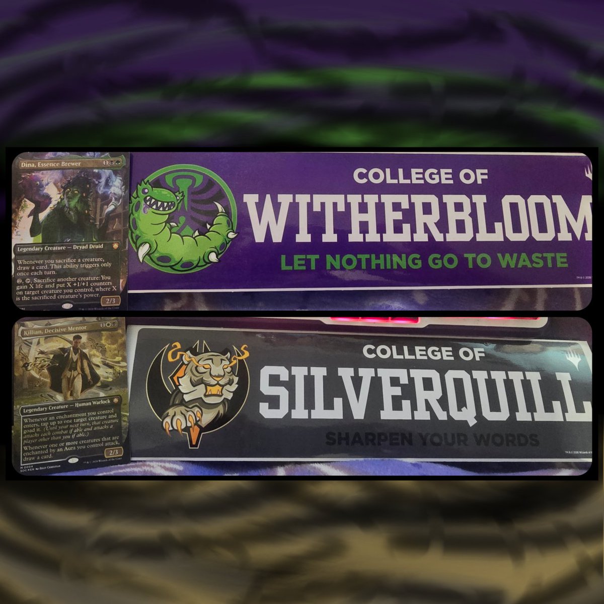 ObsedereVT's tweet photo. Went to a sick #strixhaven #precon #mtg event last night
Played in a 4 man pod with different houses to earn points for our house.
I only earned one point but there were more #witherbloom players.
so heres to hoping the other players did better🥀
TetrodoxVT went #silverquill https://t.co/VM8xJ4dbbJ