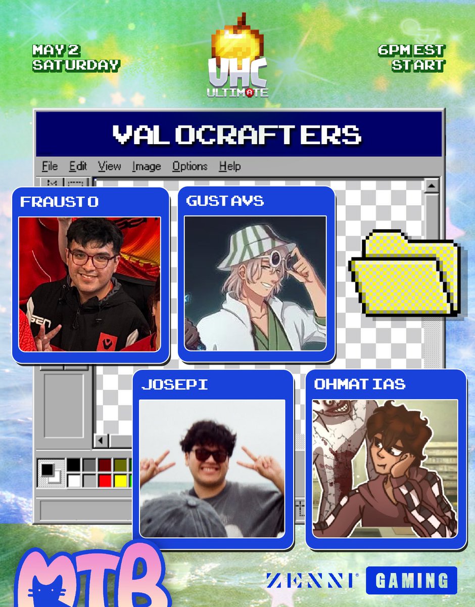 MTBTournaments's tweet photo. Presenting the fifth team of UHC Ultimate presented by @Zenni_Gaming!

Valocrafters
@OhMatias 
@stavsxd 
@fraustoML 
@alecchavarin 

Watch them compete live on Saturday, May 2 @ 6 PM EST! 

#MTBInvitational https://t.co/viYqVujn2L