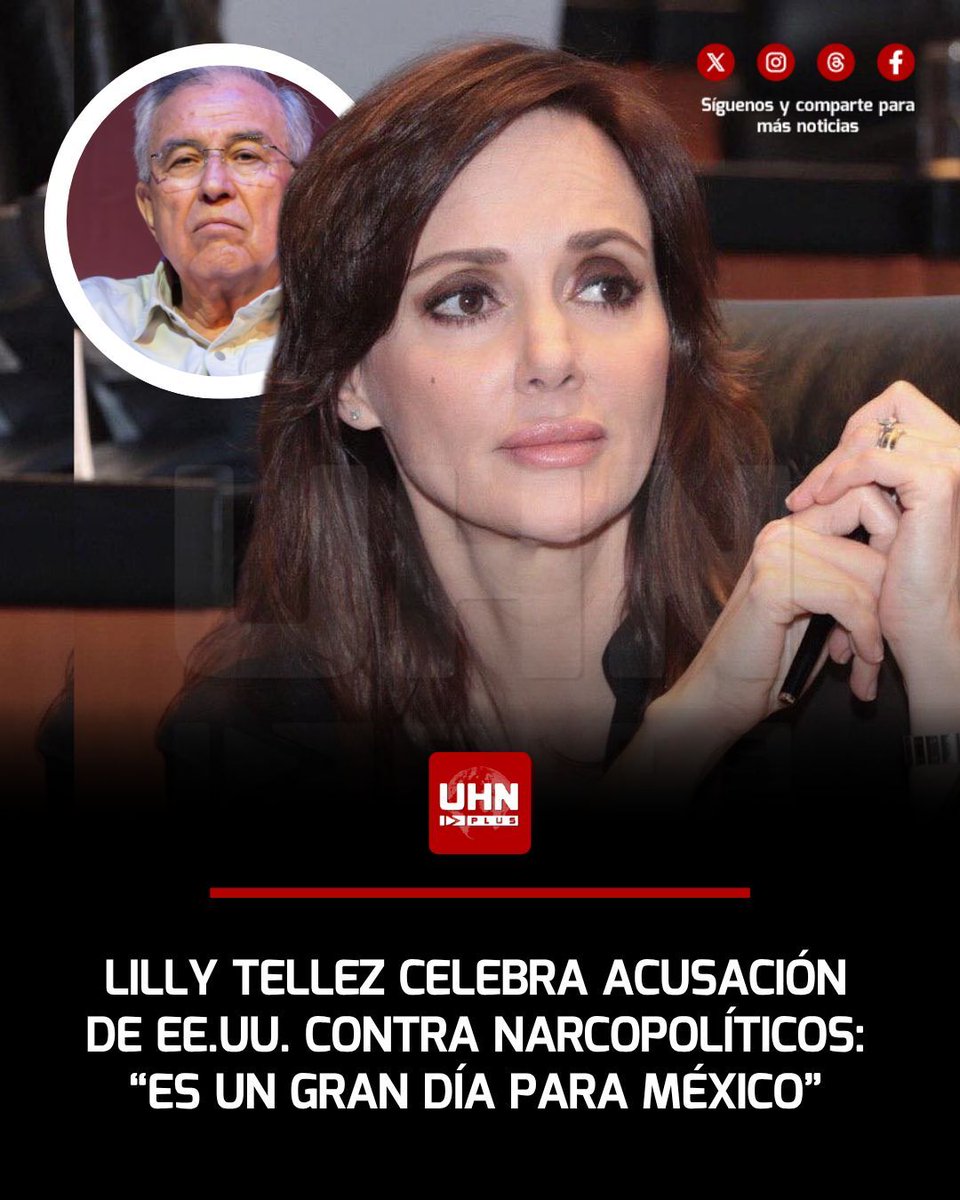 🇲🇽🇺🇸‼️ | La Senadora Lilly Téllez celebró que la justicia de EE. UU. imputara cargos penales contra narcopolíticos mexicanos, luego de que la Fiscalía de Nueva York anunciará acusaciones formales al gobernador Rubén Rocha Moya por sus nexos con el Cártel de Sinaloa: "El país está