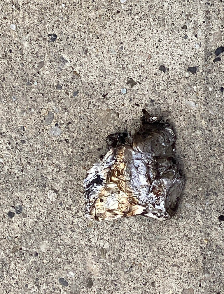 BobLigertwood's tweet image. foil/residue fr "open" use of meth/fentanyl.
fr the ent of your local store to the s/w your children walk to school on.
 If your child happens to slip/fall or walks barefooted &amp;amp; makes contact w this residue it could  kill them.
@AndrewKnack @edmontonpolice ?
#yeg #yegcc #edmonton