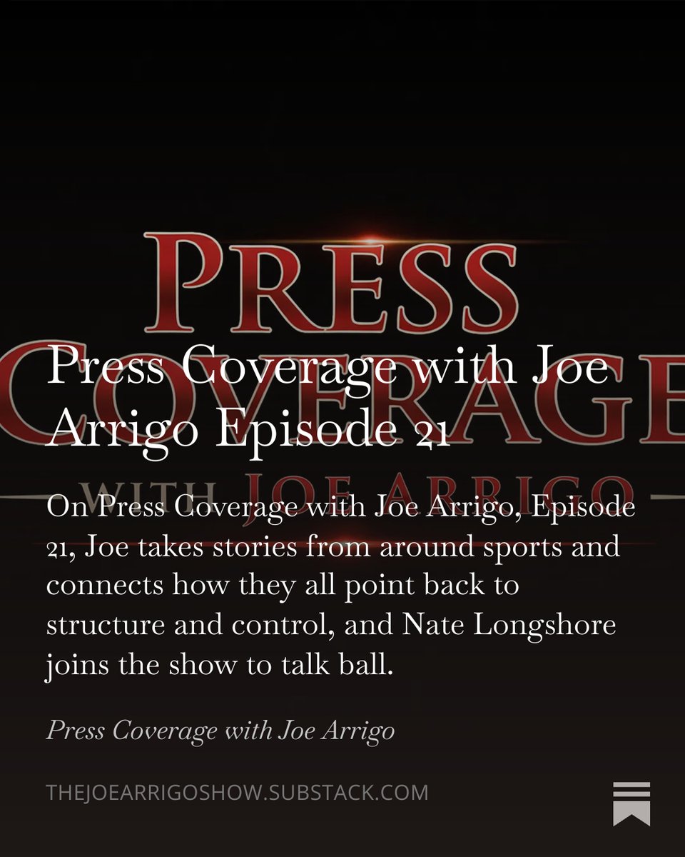 JoeArrigo_'s tweet image. Press Coverage with Joe Arrigo Episode 21:

On Press Coverage with Joe Arrigo Episode 21, Joe takes stories from around sports and connects how they all point back to structure and control, and Nate @mrlongshore  joins the show to talk ball.

#Football #Recruiting #QBMethod