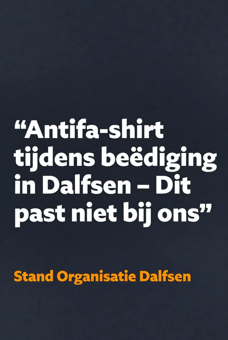 StandNederland's tweet photo. Antifa-shirt in de Dalfsen raadzaal: Dit hoort hier niet

Vorige week droeg een commissielid van PRO Dalfsen (GL/PvdA) tijdens de officiële beëdiging een duidelijk zichtbaar Antifa-shirt.

#Dalfsen https://t.co/fMUCOFIeug